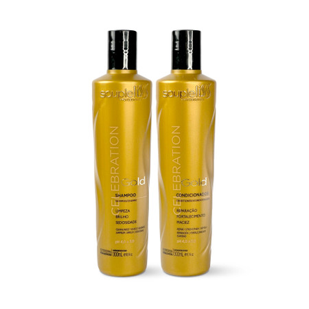 Kit Soupleliss Shampoo Conditioner Gold Celebration Hydrated Hair Care 2x300ml/2x10.14fl.oz Kit Soupleliss Shampoo Conditioner Gold Celebration Hydrated Hair Care 2x300ml/2x10.14fl.oz
