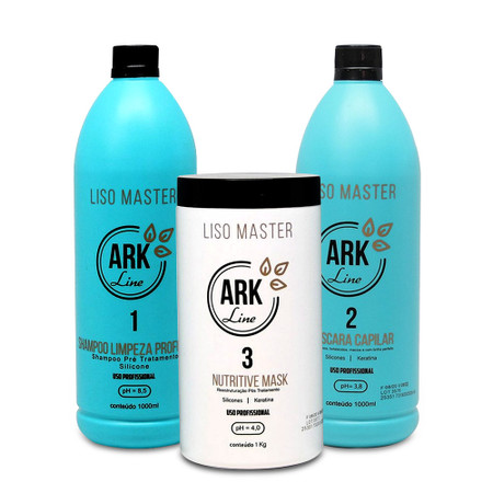 Kit Ark Line Smooth Progressive Master Shampoo Cleanser and Hair Mask 2x1L/2x35.2 fl.oz and Mask 1kg/35.2 fl.oz Kit Ark Line Smooth Progressive Master Shampoo Cleanser and Hair Mask 2x1L/2x35.2 fl.oz and Mask 1kg/35.2 fl.oz