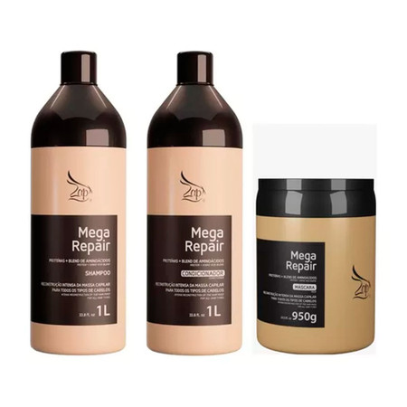 Zap Mega Repair Reconstruction Kit Shampoo Conditioner and Mask
