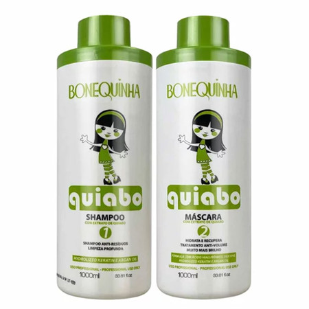 Bonequinha Smoothing System Okra Pro Repair Complete Hydration Quiabo 2x1L/2x33.8fl.oz Bonequinha Smoothing System Okra Pro Repair Complete Hydration Quiabo 2x1L/2x33.8fl.oz