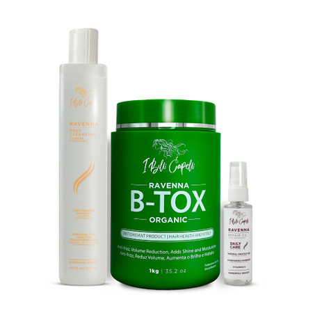 Kit I Belli Capelli Ravenna B-tox Organic Mask + Repair Oil + Deep Cleansing Anti-Residue Shampoo Kit I Belli Capelli Ravenna B-tox Organic Mask + Repair Oil + Deep Cleansing Anti-Residue Shampoo