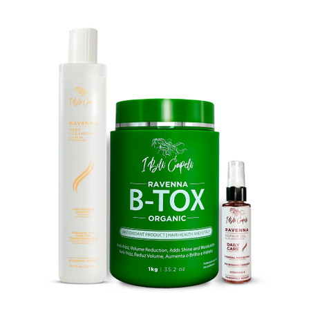 Kit I Belli Capelli Ravenna B-tox Organic Mask + Repair Oil + Deep Cleansing Anti-Residue Shampoo