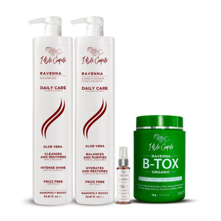 Ravenna Daily Care + B-tox Organic Kit: Hydration, Straightening, and Intense Shine