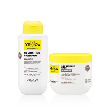 Kit Alfaparf Yellow Nutritive Shampoo and Mask Kit with Argan and Coconut 2x500ml/2x16.9 fl.oz Kit Alfaparf Yellow Nutritive Shampoo and Mask Kit with Argan and Coconut 2x500ml/2x16.9 fl.oz