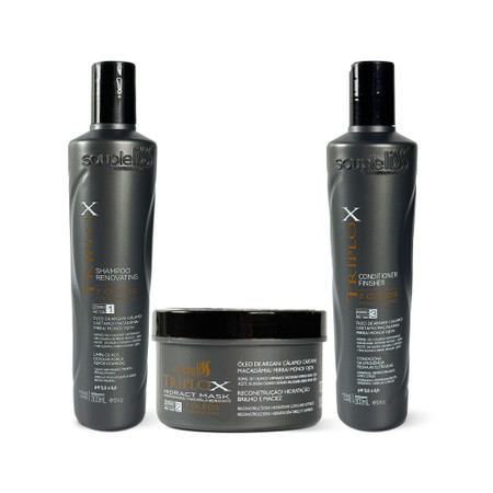 Kit Soupleliss Reconstructor Triplox Complete Rebuilds Damaged Hair Care 3x300ml/3x10.1fl.oz Kit Soupleliss Reconstructor Triplox Complete Rebuilds Damaged Hair Care 3x300ml/3x10.1fl.oz