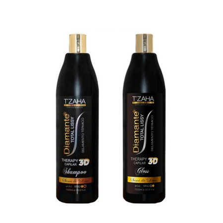 Kit Tzaha Progressive Diamante Total Lissy Diamond 3D Selagem Térmico Hair Care 2x1L/2x33.8fl.oz Kit Tzaha Progressive Diamante Total Lissy Diamond 3D Selagem Térmico Hair Care 2x1L/2x33.8fl.oz