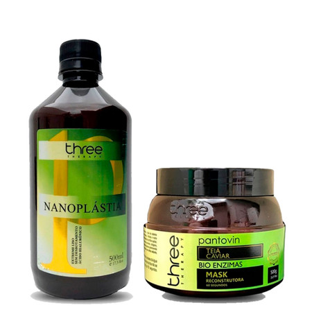 Three Therapy Progressive Nanoplastic Without Formaldehyde & Reconstructive Mask 60 Seconds Kit   2x500ml/17.6fl.oz Three Therapy Progressive Nanoplastic Without Formaldehyde & Reconstructive Mask 60 Seconds Kit   2x500ml/17.6fl.oz