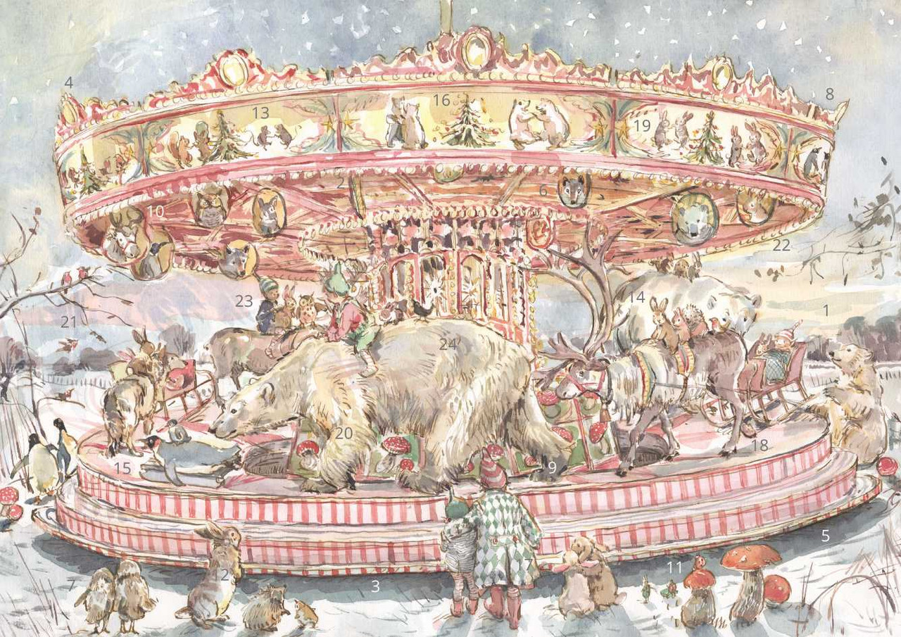 Advent Calendar Card Winter Carousel