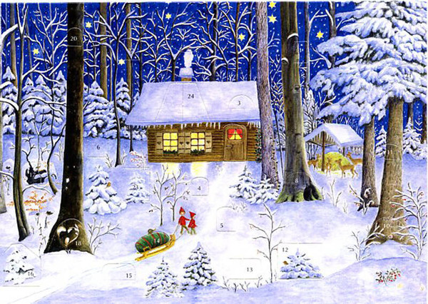 snowy cottage advent calendar