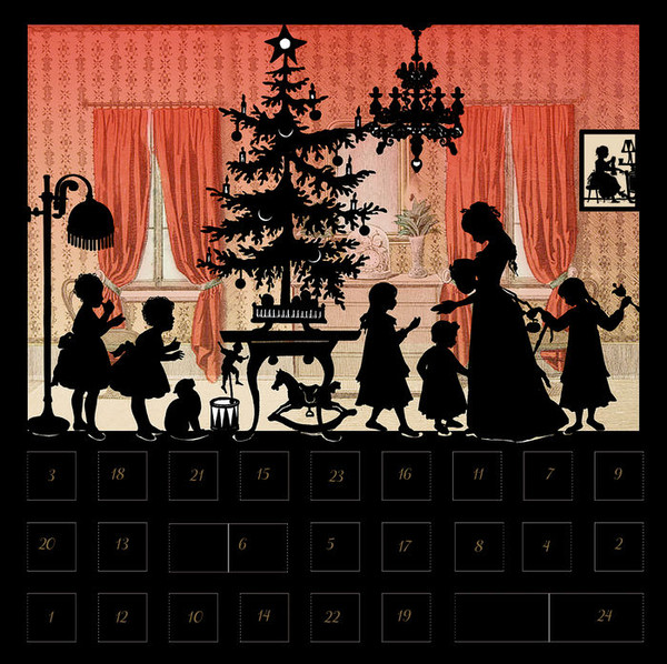 Silhouette Christmas advent calendar card