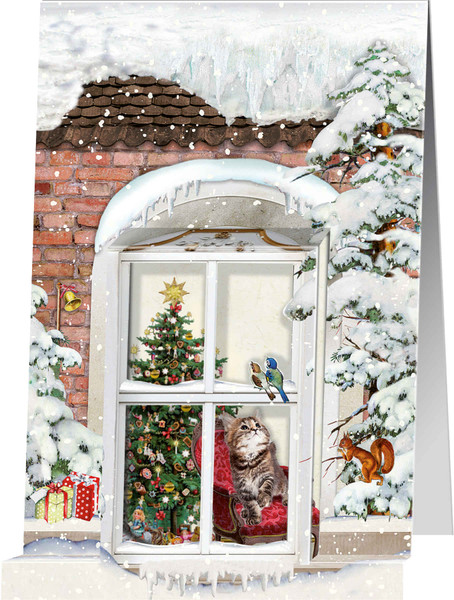 Kitty by the Window advent calendar card