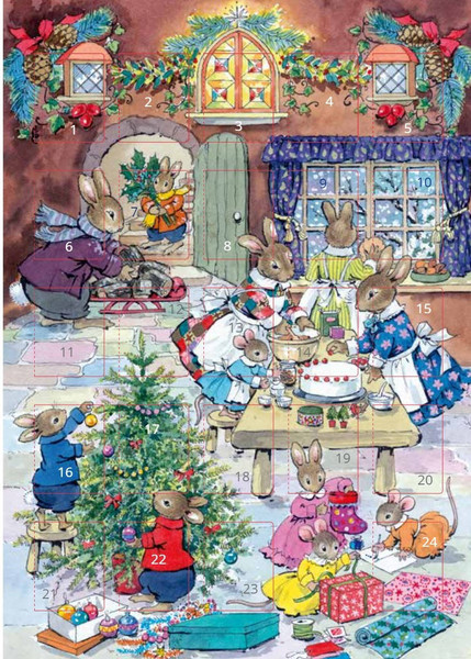 Rabbit Family Christmas Eve Advent Calendar Card