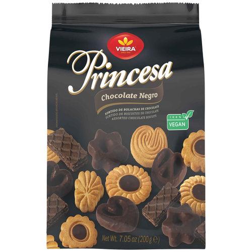 Vieira Princesa Vegan Dark Chocolate Biscuits 200g assorted biscuits and wafers