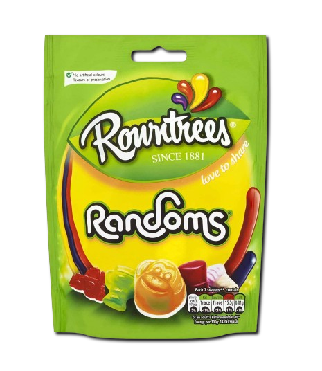 rowntrees randoms 120g fruity chewy mixed sweets colourful gummy candy bag sweet shop favourite