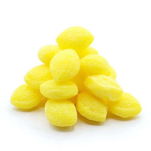 lemon gummy slices by weight – sugar coated foamy lemon sweets pick n mix candy