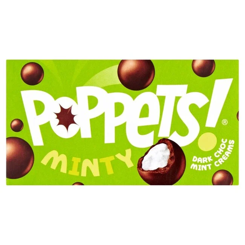 Poppets Mint Creams 39 g dark chocolate mint fondant sweets British cinema candy Chocolate and Snack Bars and Nougat collection Festive