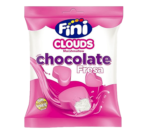 fini clouds chocolate strawberry hearts 80g marshmallow foam sweets heart shaped chocolate strawberry candy