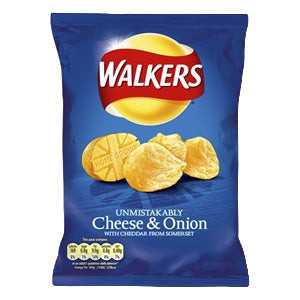 Walkers Cheese and Onion Crisps 25g crunchy lunchbox potato chips