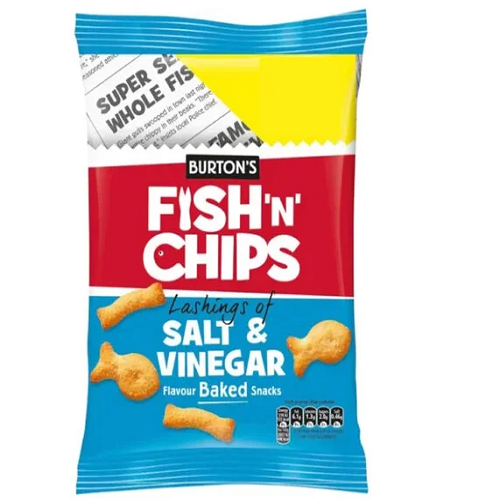 Burtons Fish and Chips 25g baked savoury snack crackers British small snack biscuits