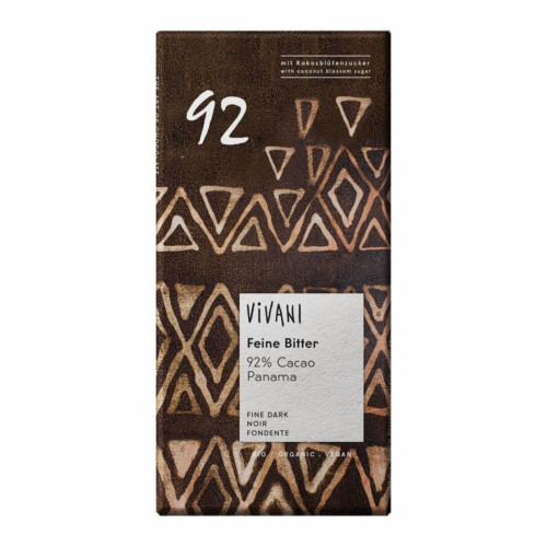 Vivani 92% Cocoa Chocolate with Coconut Sugar 80g intense dark chocolate tablet premium high cocoa festive collection