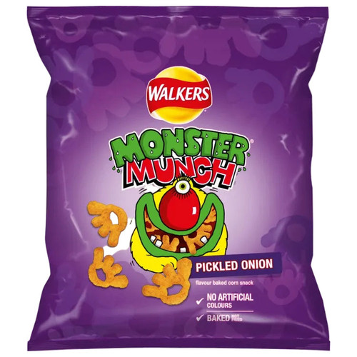 Monster Munch Pickled Onion Crisps 40g crunchy British snack crisps tangy onion flavour