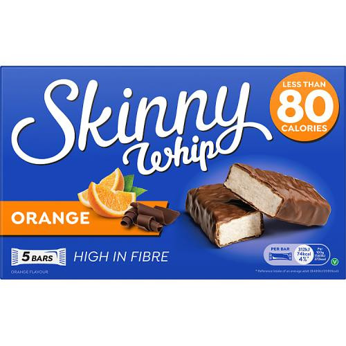 Skinny Whip Chocolate Orange 5x20g low calorie chocolate snack bars