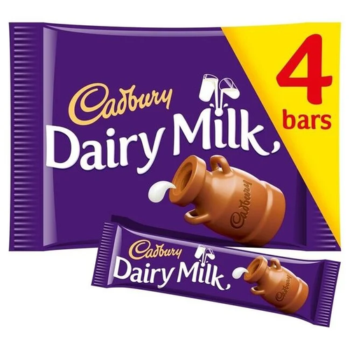 Cadbury Dairy Milk four pack creamy milk chocolate bars 108.8g