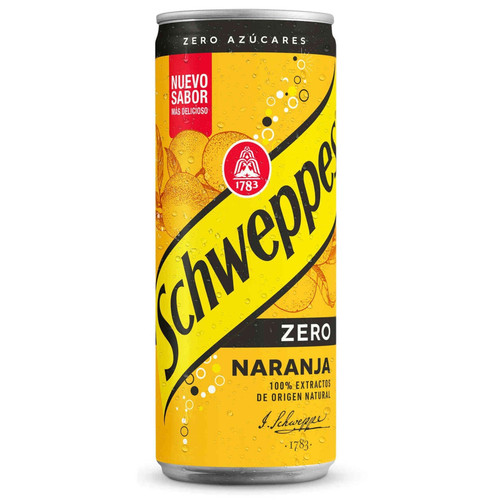 Schweppes Zero Orange Carbonated Soft Drink 330ml sugar free fizzy orange soda can