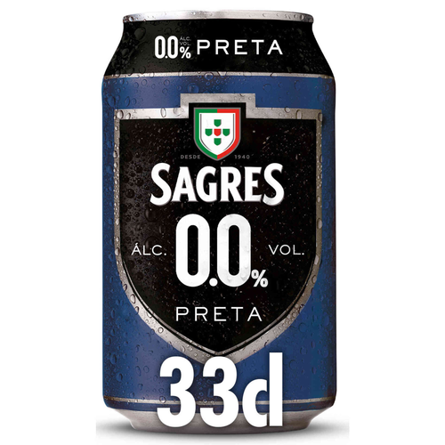 Sagres Black Non-Alcoholic Beer – 330ml Bottle (0.0% ABV) | Alcohol-Free Portuguese Dark Lager
