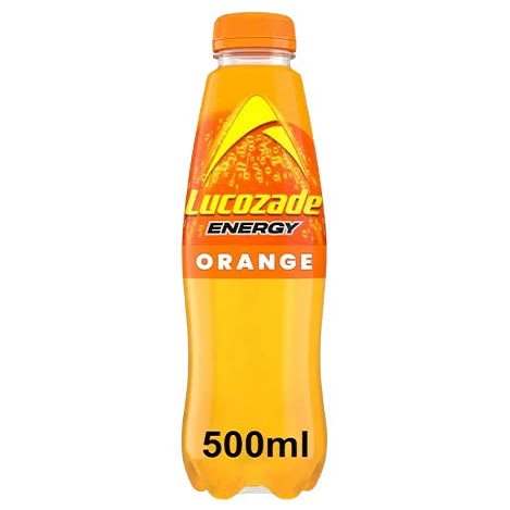 Lucozade Orange 500ml energy drink orange flavoured sparkling glucose beverage bottle