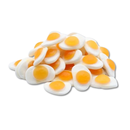 fried eggs gummies by weight – shiny jelly and foam sweets pick n mix candy