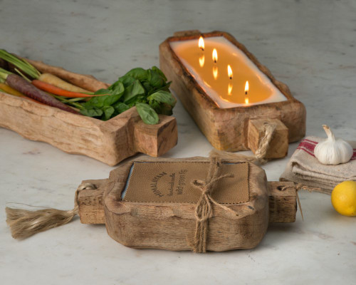  Himalayan Trading Post Tobacco Bark 24oz Driftwood Candle Tray