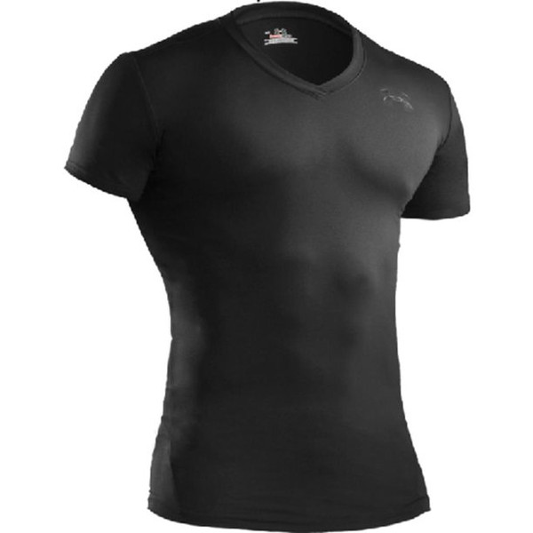 UNDER ARMOUR MEN'S TACTICAL HEATGEAR COMPRESSION V-NECK SHIRT BLACK MEDIUM