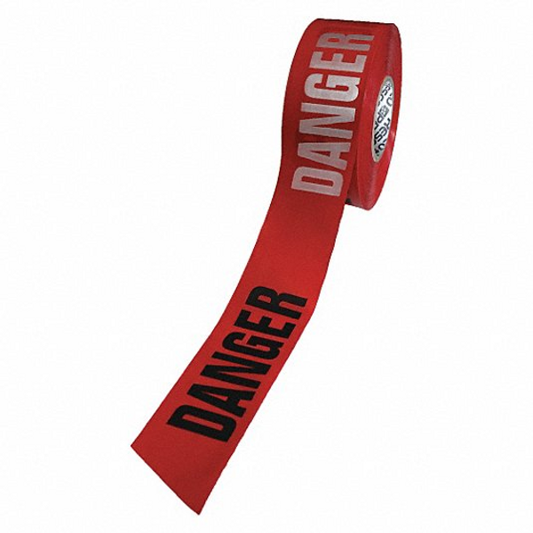 PRESCO 3" X 1000' 2.2 MIL RED BARRICADE TAPE "DANGER" - SINGLE ROLL