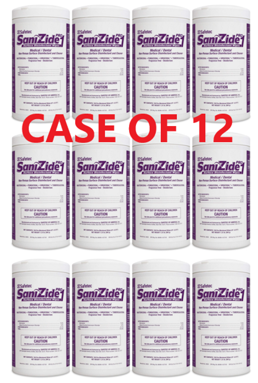 Sanizide Pro 1 Surface Wipes -  Case of 12 canisters