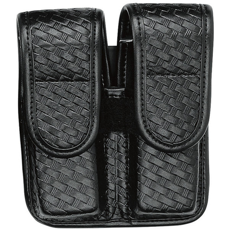 7902 Double Mag Pouch - Basketweave Black Size 2 Hidden Snap