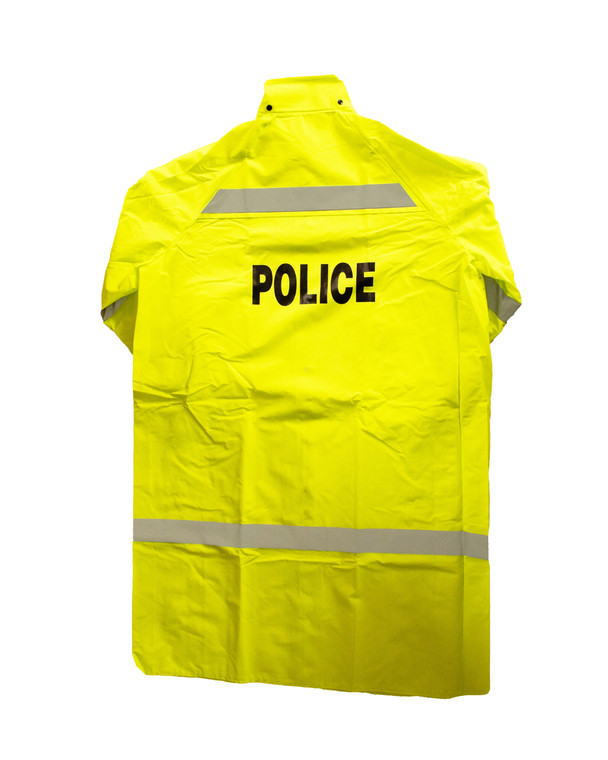 Neese Econo-Viz 1870C Non-ANSI Hi Vis Full Length Raincoat with Snap On Hood with POLICE lettering