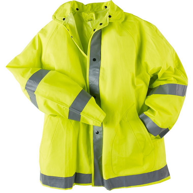 Neese Non-ANSI Hi Vis Yellow 1820J Econo-Viz Rain Jacket with Snap On Hood size Medium