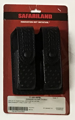 Bianchi 77-383-2 Double Magazine Pouch For Glock 20/21 - Black Plain, Duty Belt, SafariLaminate