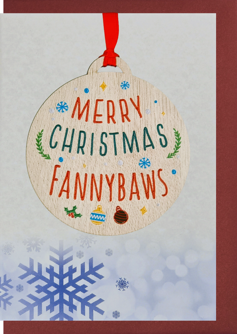 Merry Christmas Fannybaws Card with Gift | AX21 (5 Pack)