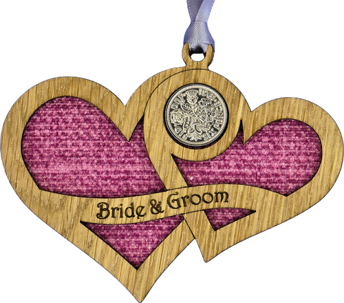 Bride & Groom Twin Hearts - Lucky Sixpence | LS95M