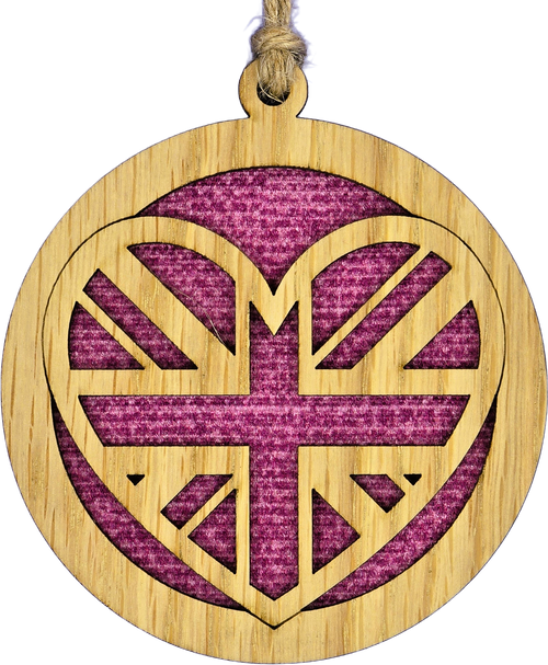 Union Jack Heart Round Wooden Hanger | HD425
