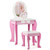 Kids Wooden Makeup Dressing Table and Chair Set with Mirror and Drawer-Pink - Color: Pink