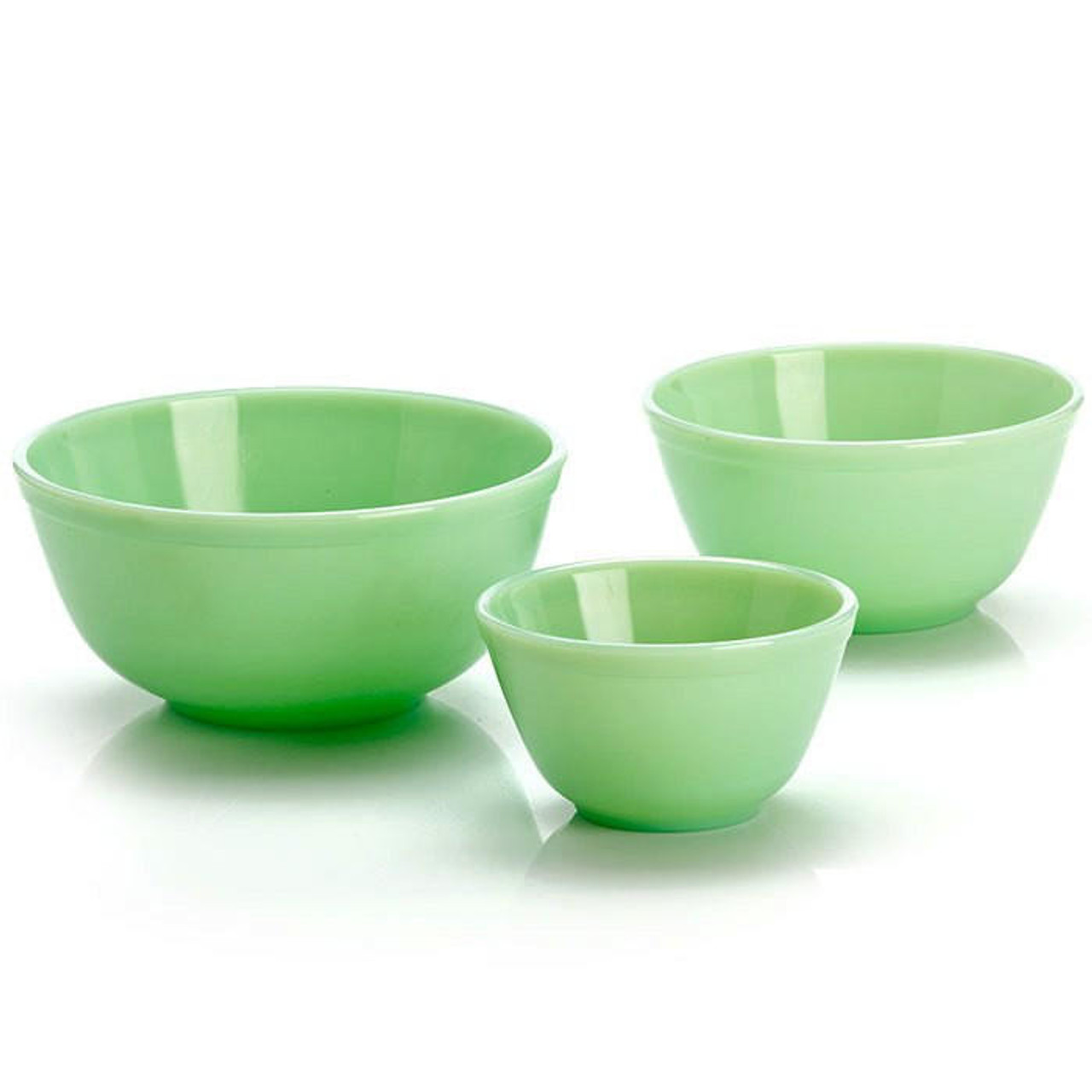 Nesting Mixing Bowls - Jadeite Green Glass, 3 Piece