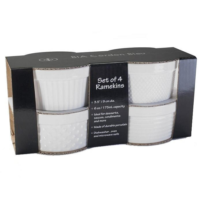 Ramekins Textured White Porcelain, Set of 4 The Gourmet Warehouse