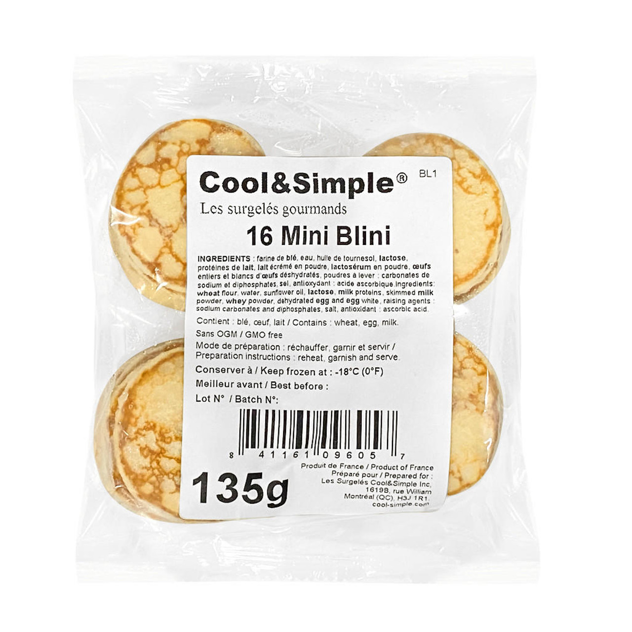 Mini Blinis 16-Pack, 135g ❆ The Gourmet Warehouse
