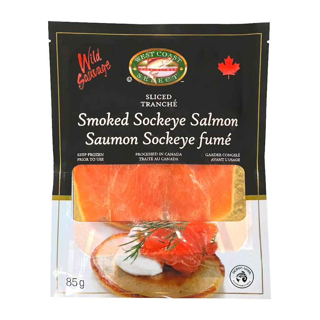 Smoked Sockeye Salmon Sliced, 85g ❆ The Gourmet Warehouse
