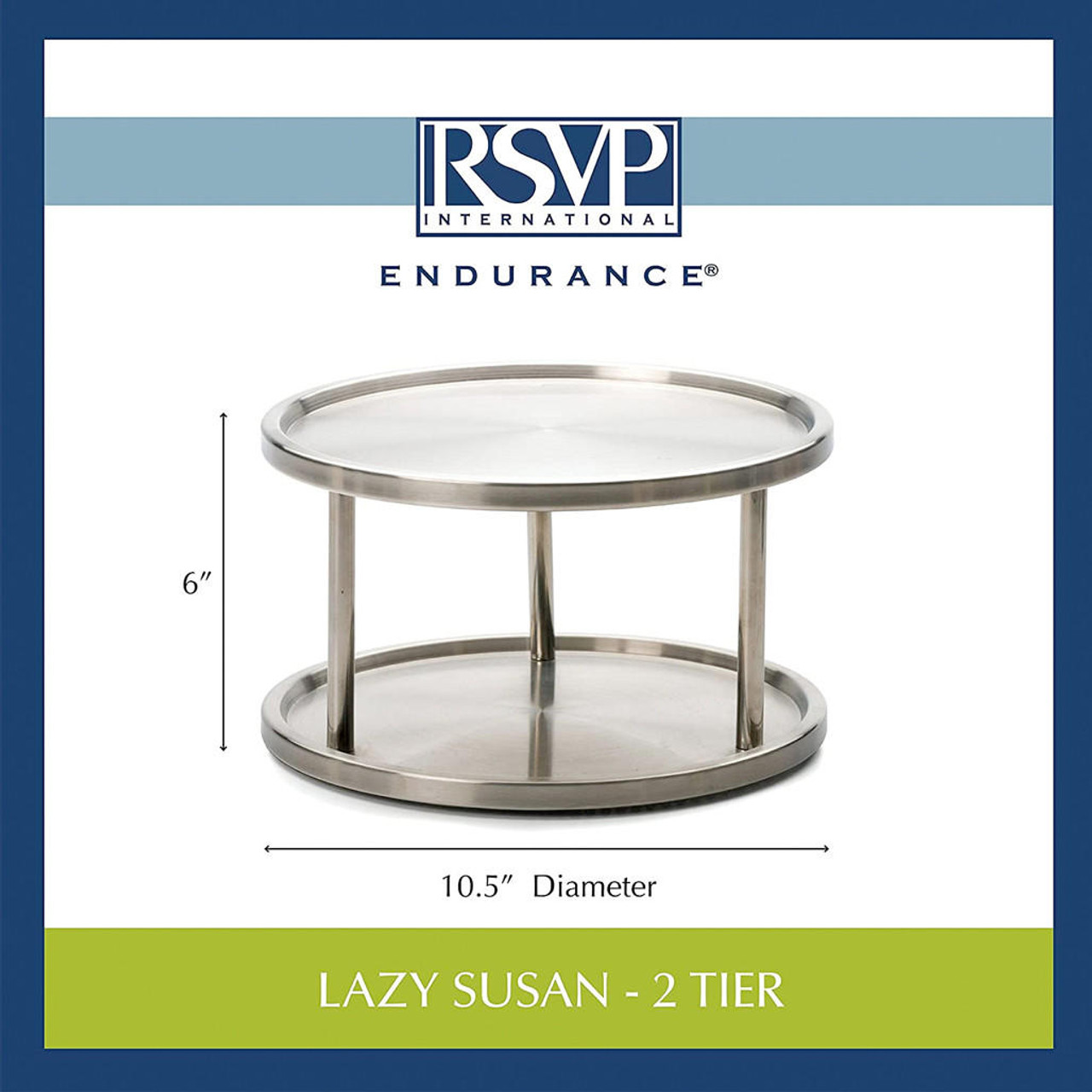 Turntable Lazy Susan 2 Tier Stainless Steel, 10.5 x 6in The