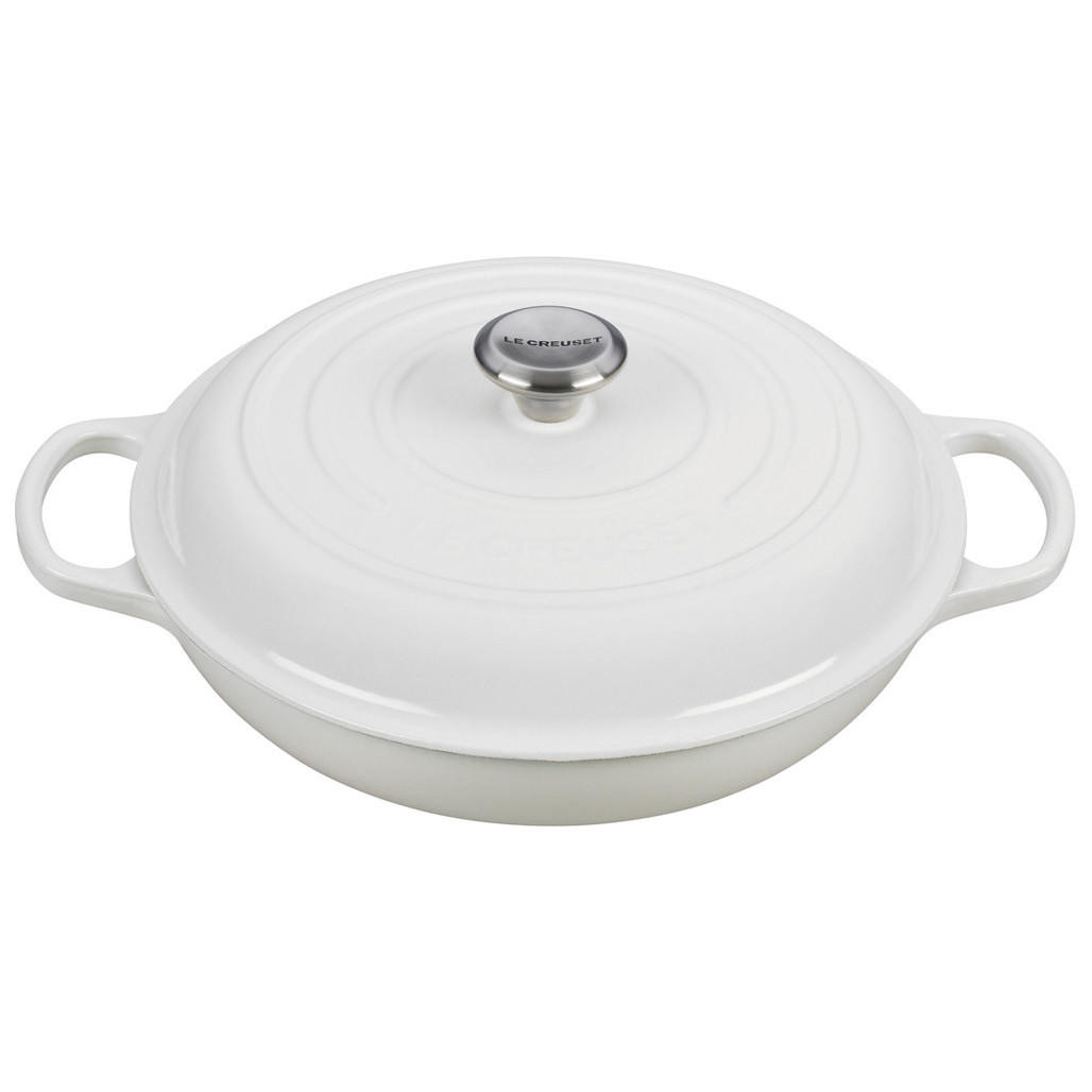 White Braiser - Cast Iron, 3.5L - The Gourmet Warehouse