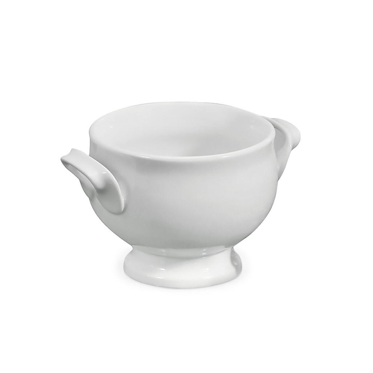 LYON Soup Bowl with Handles - White Porcelain, 14oz - The Gourmet Warehouse